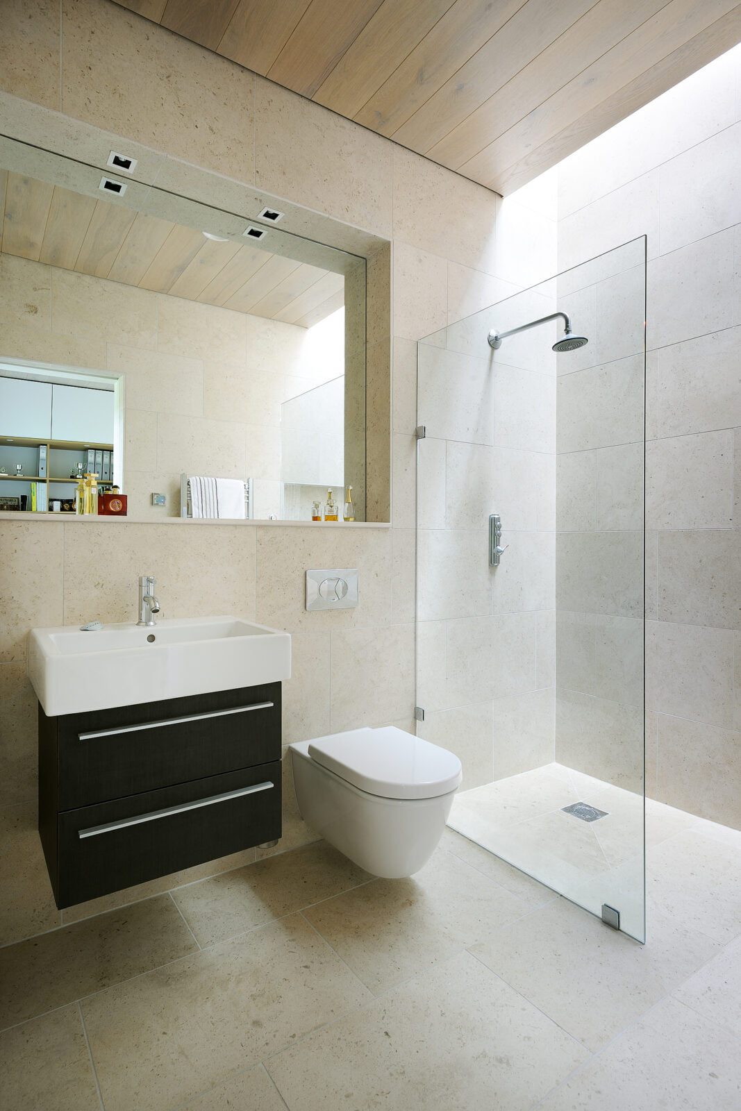 Top lit shower for a serene space