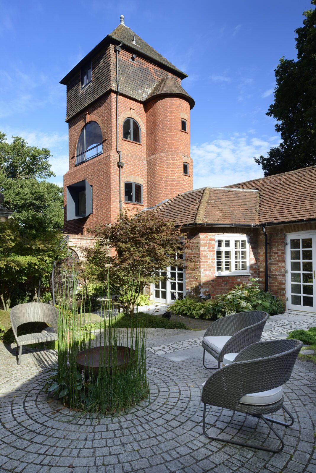 External view of the Water Tower and new picture window from the courtyard