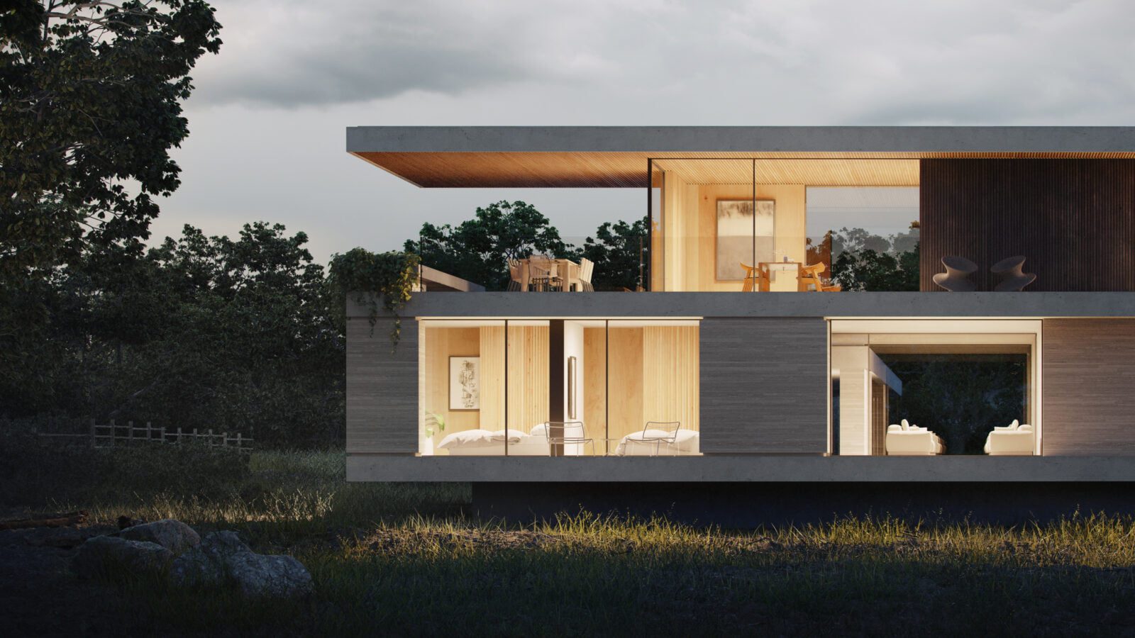 Modern paragraph 79 house floating above a lake in Buckinghamshire, Milton Keynes