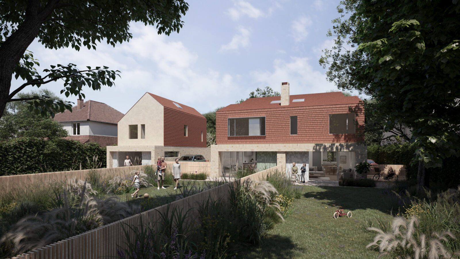 Rear garden view of Hampshire Housing development